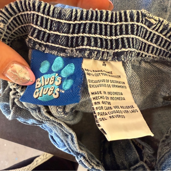 Vintage 2001 y2k Blues Clues Girls Denim Bootcut Jeans Embroidery Patchwork 4T - Picture 7 of 8